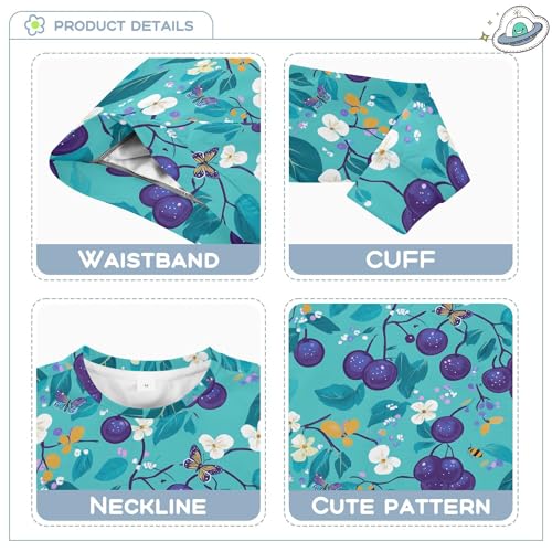 JUNZAN Fresh Damson Fruit Teal Big Girls Hooded Sweatshirt Fleece Kids Pullover Hoodie Party 4T3