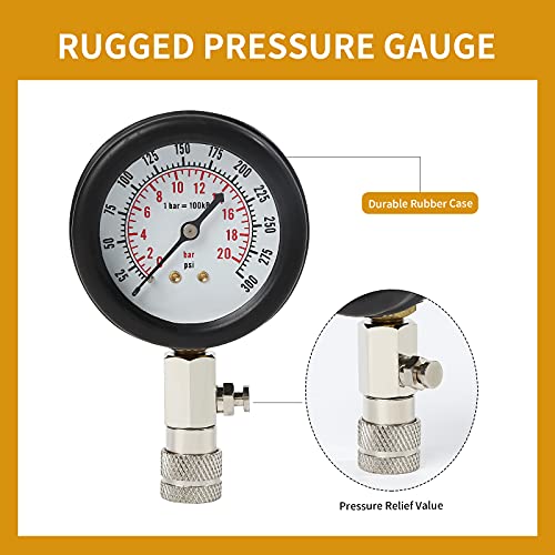 8Pcs Compression Tester Kit 0-300 Psi Petrol Gas Engine Cylinder Pressure Gauge Automotive Tool For Motorcycle Car Truck (Black) #TOP5