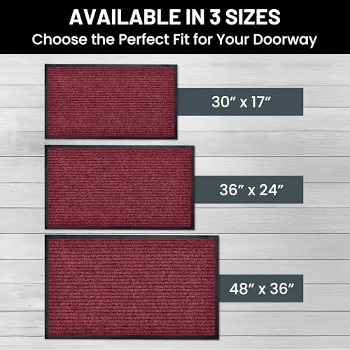 Image of Sierra Concepts Front Door Mat Welcome Floor Mats - Entryway Indoor Outdoor Entrance Doormat, Patio, Porch, Muddy Shoe, Inside Outside Low Profile, 30x17 inches, 2-Pack Red