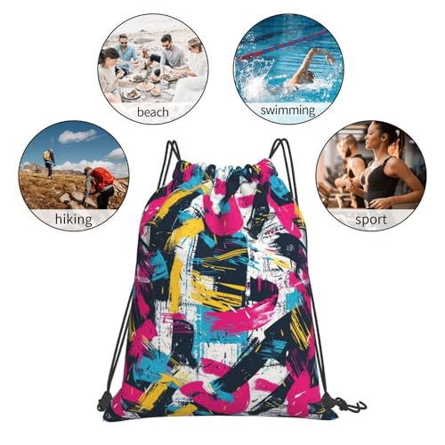 Retro 80s 90s Drawstring Backpack, Water Resistant Gym bag for Men ...