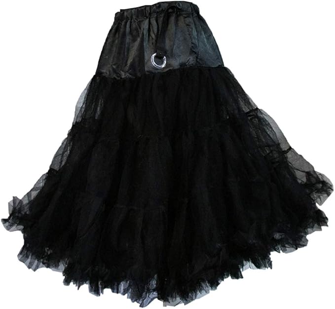 Amazon Co Jp フリーサイズ ロカビリー ワンピース用 パニエ 65cm ひざ丈 ボリューム 3段フリル ソフトチュール2枚重ね 裾フリル ダンス 黒 服 ファッション小物