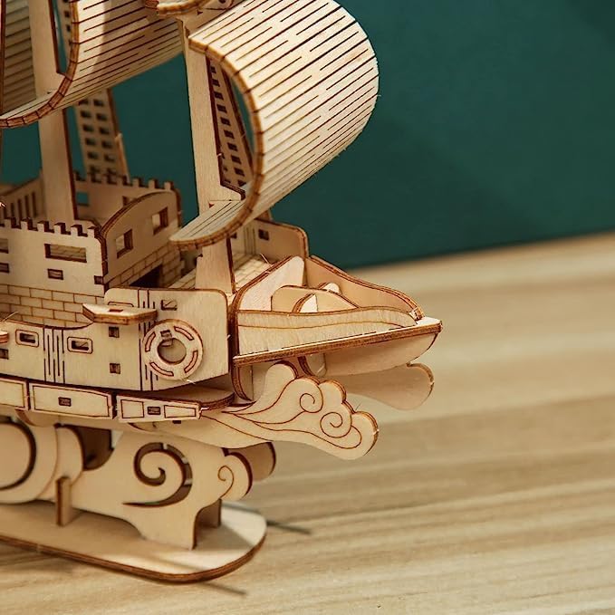 Miniatura 3 de The Missing Piece, Rompecabezas de madera 3D de velero de bricolaje, más de 100 piezas, divertido para todas las edades