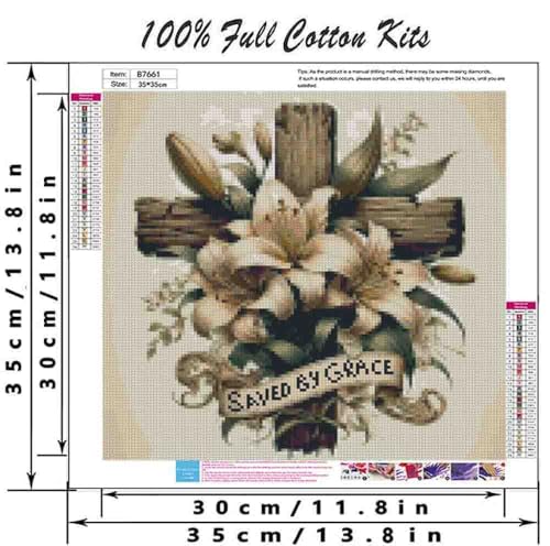 Image of Cross Stitch Kits for Adults Beginner,Flower Counted Cross Stitch Kits Printed Stitching Cute Patterns Dimensions Needlepoint Art Crafts Embroidery Kits for Adults Beginners (13.7x13.7 inch)