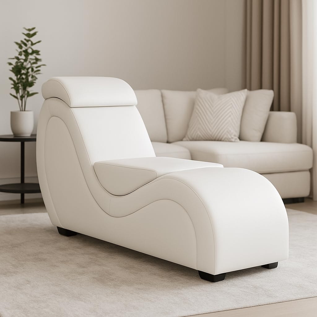 Fauteuil Tantra Ergonomique en Simili-Cuir Premium – Mobilier Design pour Couple et Relaxation (Blanc)
