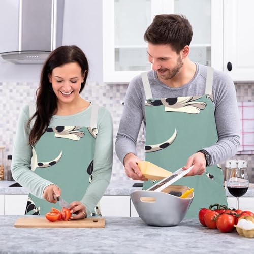 Tablier de cuisine 2 poches en lin contre les taches de cuisson - 6