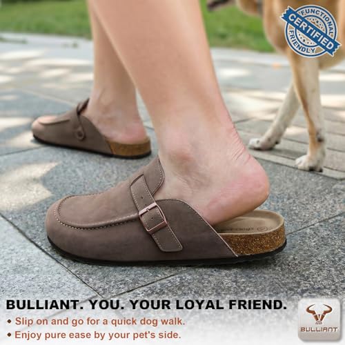 Image of BULLIANT Women Mule Clogs-Cushioned Cork Footbed-Arch Support-Fleece Lined