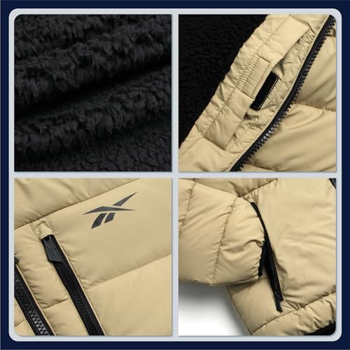 Image of Reebok Mens Heavyweight Sherpa Lined Puffer Parka, Quilted Ski Jacket | Water and Wind Resistant Shell Keeps You Dry, Durable Build for Daily Commutes or Outdoor Adventures
