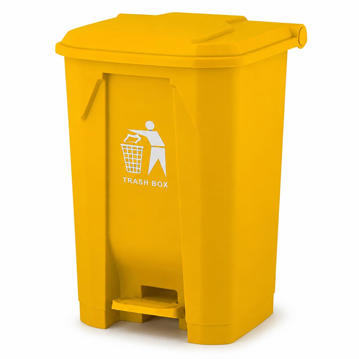 Recycling Pedal Bin 30/50/80L, Kitchen Waste Rubbish Bin with Hands-Free Foot Pedal Lid, Large Home Office Trash Can for Recycling, Utility Room & Indoor Waste (YELLOW, 80L)