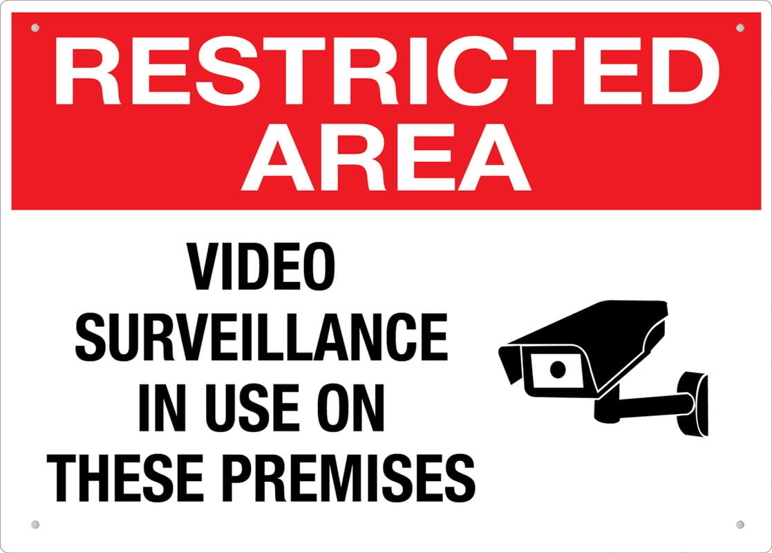 Restricted Area Video Surveillance In Use On These Premises Aluminum Metal Sign 12"x8" Premium Aluminum Sun-Proof Rust-Free For Home/Yard Use