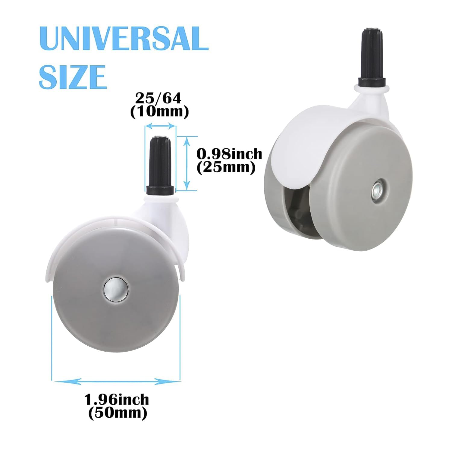 Baby Walker Wheels Replacement, Set of 4, Baby Walker Accessories, Plastic Wheels Casters, Universal Wheel 10mm (Grey)