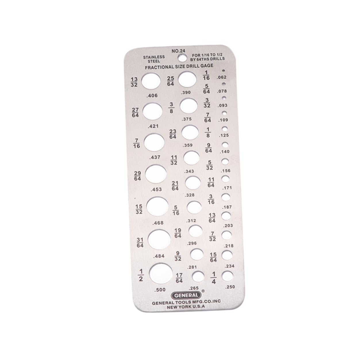 OSOLADY 1/16 to 1/2 Drill Gauge Stainless Steel Tools Fractional Size Measure Caliper Engineer's Tool