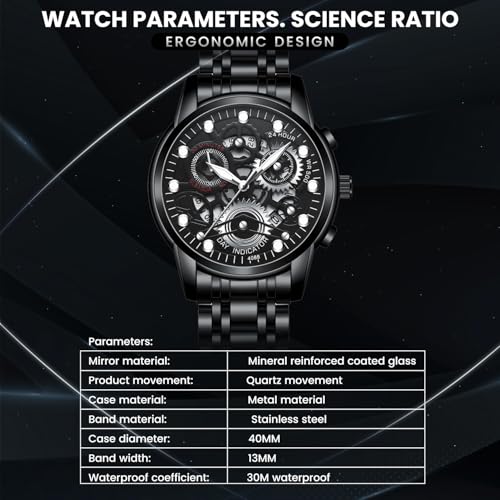 Image of WeCool Fairwhale Automatic Mechanical Watch for Men Luxury Skeleton Analog Men's Watch 50M Waterproof Luminous Unique Cool Wrist Watchs | Best Gift for Males