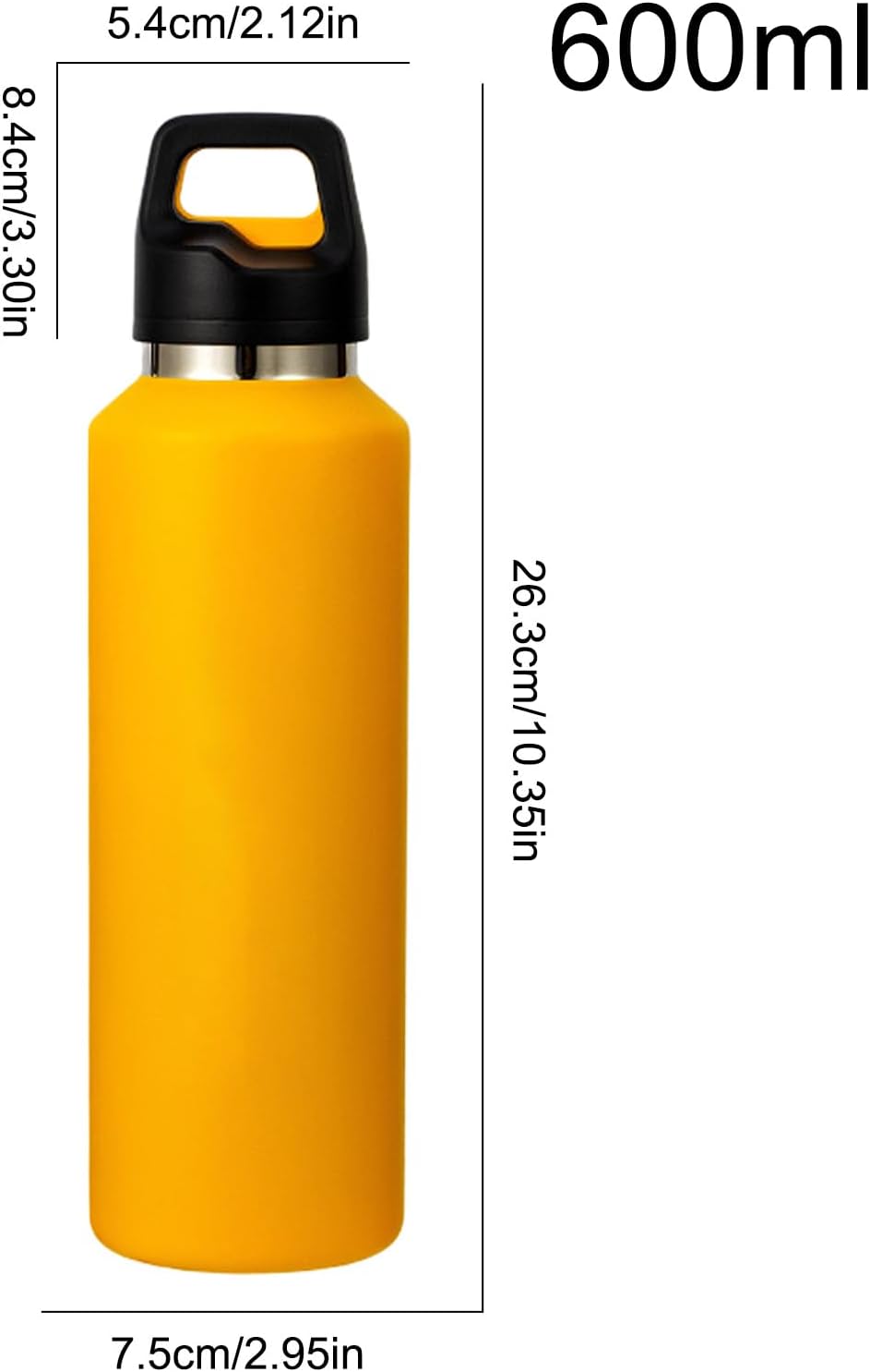 メタル製ウォーターボトル | 600ミリリットル 漏れ防止 携帯用 タンブラー - 真空断熱 漏れ防止 ウォーターボトル - 熱い冷