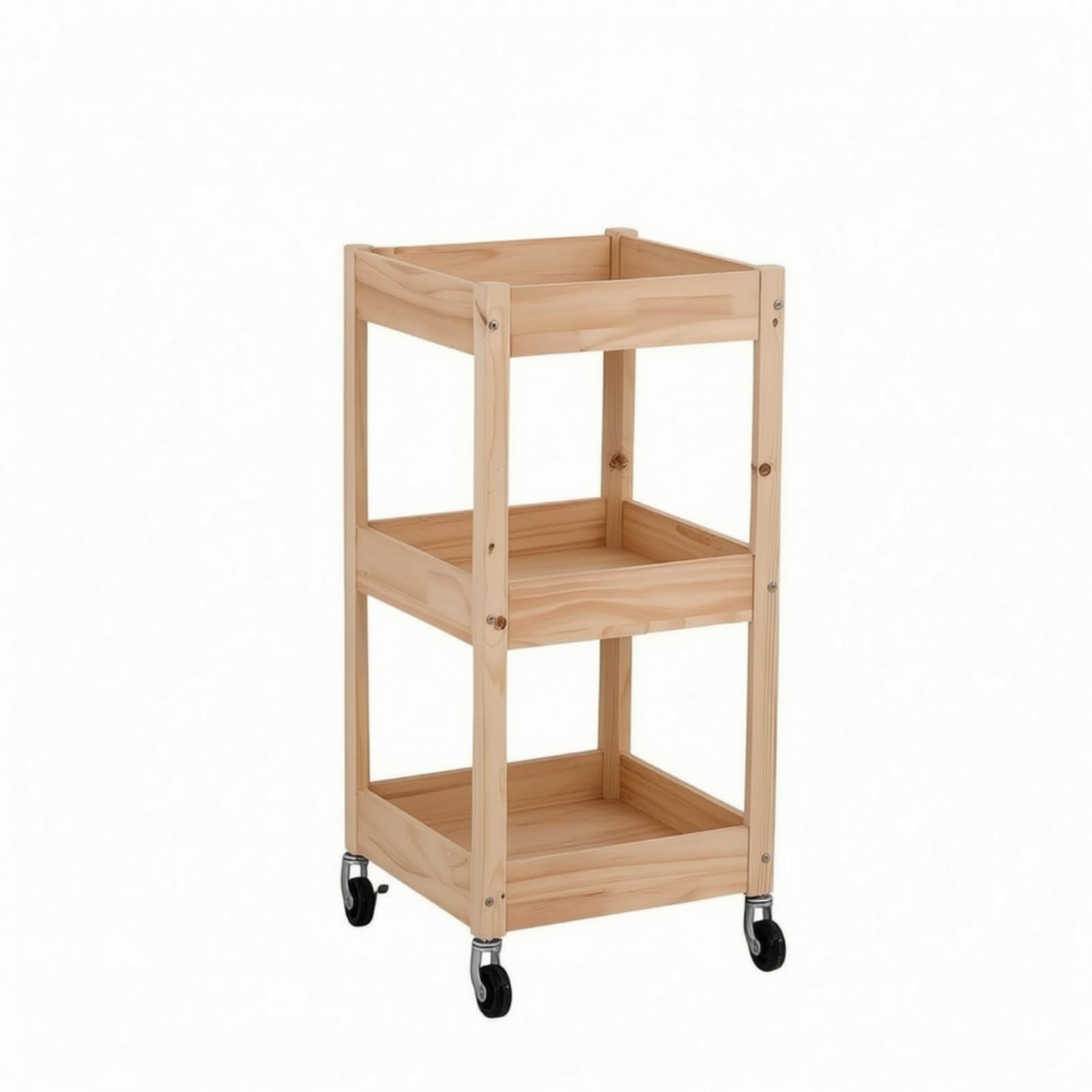 Carrello Organizzatore per La Scuola con Ruote con Bloccaggio E Struttura in Legno con Ripiani per Con Quaderni E Piccoli Giocattoli con Accesso, Carrello 3 Livelli