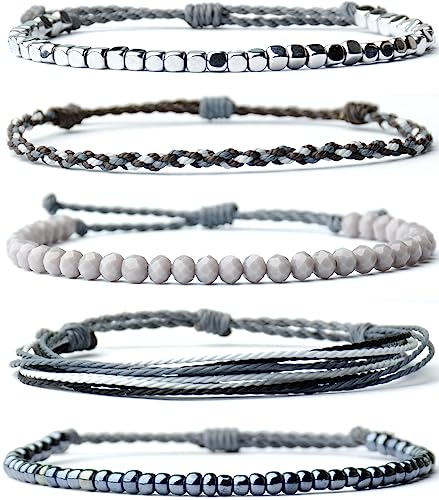 Mezcla Vida Handmade Waterproof Rope Bracelets Pack String & Beaded Bracelet Stack - Set of 5 Stackable Bracelets For Women, Summer Accessories & Bohemian Bracelets for Teen Girls