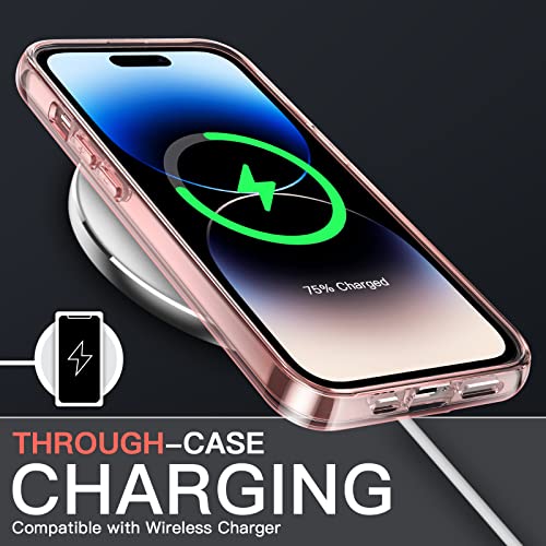 Image of JETech Cover Case for iPhone 14 Pro Max 6.7-Inch, Non-Yellowing Shockproof Phone Bumper Cover, Anti-Scratch Clear Back (Rose Gold)