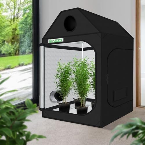 Image of zazzy 4x4 Grow Tent 48 inchx48 inchx72 inch Roof Cube Plant Growing Tents