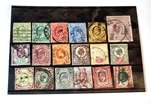 Filatelia eduardiana británica con sellos Vintage King Edward VII de alta conservación