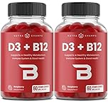 Vitamin D3 1000 IU + B12 1000mcg Per Serving | Chewable Vitamins B & D Gummies for Adults, Kids, Women & Men | Enhanced With Folate for Energy & Immunity | 120 Gummies