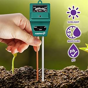 Fosmon Bodem pH Tester – 3 in 1 Maatbodem pH Niveau, Vochtinhoud, Licht Hoeveelheid Bodem Test Kit voor Indoor Outdoor…
