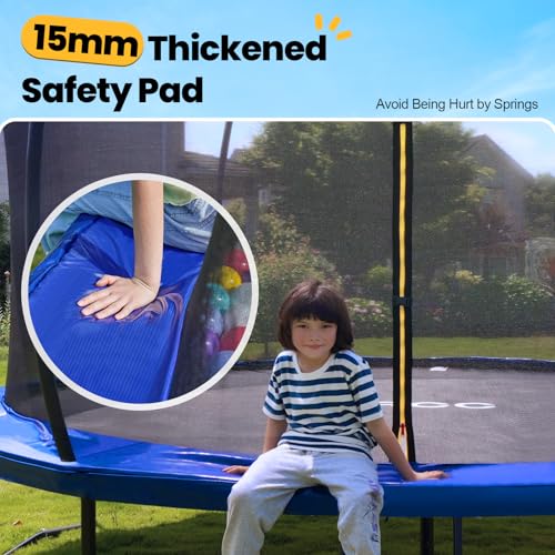 Image of 1200LBS Weight Capacity Kids Trampoline 16 15 14 12 10 8FT Outdoor Yard Trampolines for Kids Adults, Heavy-Duty Galvanized Steel Frame Recreational Trampoline