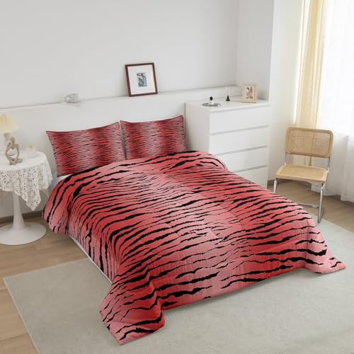 Image of Feelyou Girls Zebra Stripes Comforter Set, Safari Animal Fur Print Bedding Set Toddler Size Wildlife Comforter for Kids Boys Girls Boho Duvet Set Bed Set 2Pcs