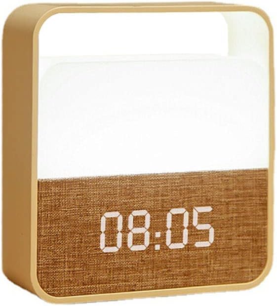 Baby Night Light for Kids Room, Portable LED Kids Color Changing Sleep Bedside Lamps with Clock, Touch Rechargeable Nursery Lamp with&Three Groups Alarm Clock Function for Bedroom Table Lamp