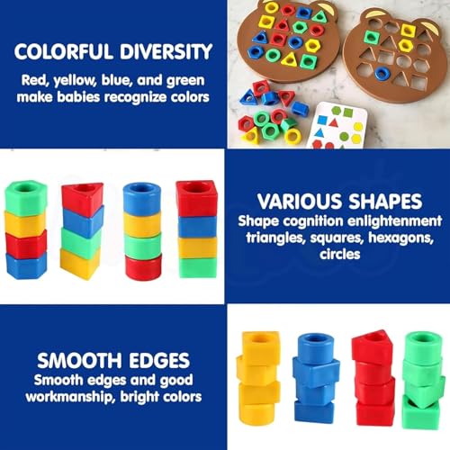 Image of Geometric Shape and Color Matching Puzzle Board Game with Bell for Kids 3+ Years | Sensory Educational, Fun and Learning Toy (Geometric Shape and Color Matching Puzzle Board Game with Bell for Kids)
