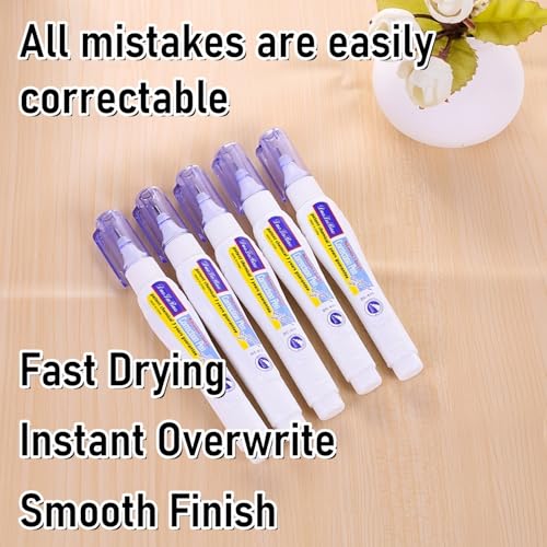 Chaptos 12-Pack Shake \'n Squeeze Correction Pen with 7 ML Fluid, Multipurpose White Out Pen for Office/School/Home, Including Various White Correction Fluids/Tapes