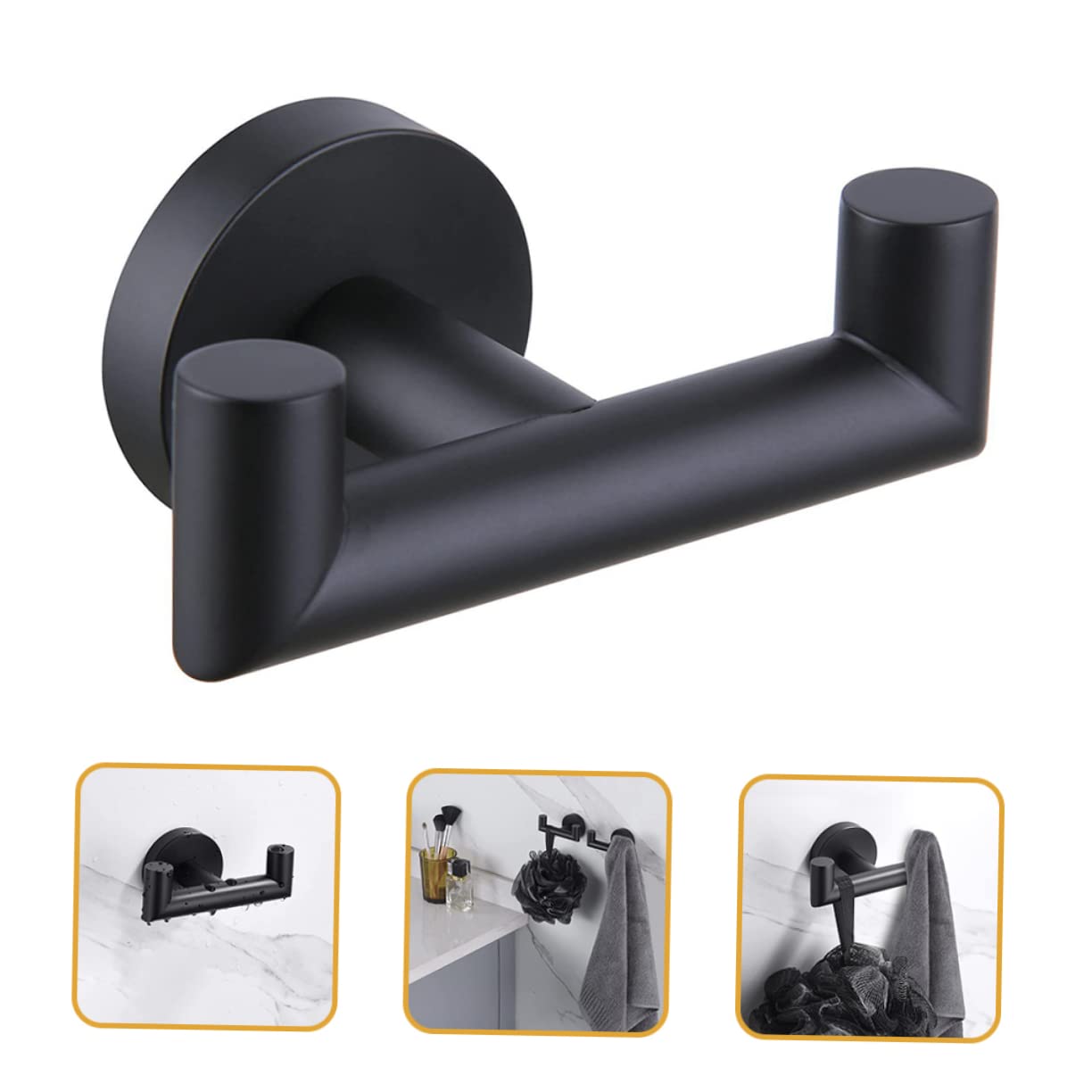 Zerodeko 3piezas Gancho Doble De Toalla De Acero Inoxidable Colgador Práctico Para Cocina y Baño Montaje Pared Diseño Compacto y Resistente Soporte Para Toallas