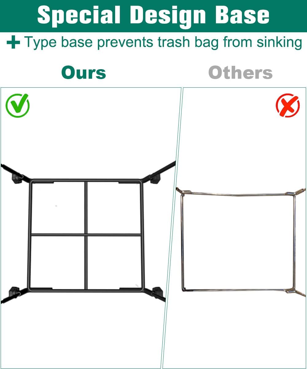 Outdoor Trash Bag Holder Stand - Heavy Duty Metal Garden Garbage Bag Support Frame for 30-45 Gallon Capacity, Multi-Use Portable Yard Leaf Bag Stand for Leaves, Camping, Weeding, Lawn Party