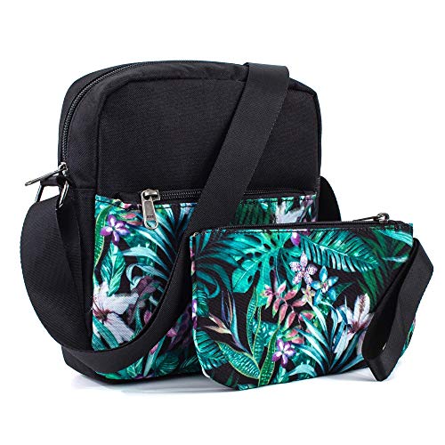 Leaper Small Canvas Messenger Bag Crossbody Bag Purse Set Floral[8021]