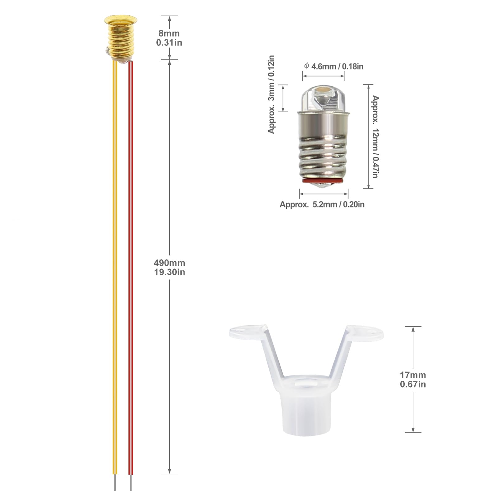 Evemodel 10 lampadine a LED a vite e piedistallo, luce bianca calda, 9 V-14 V