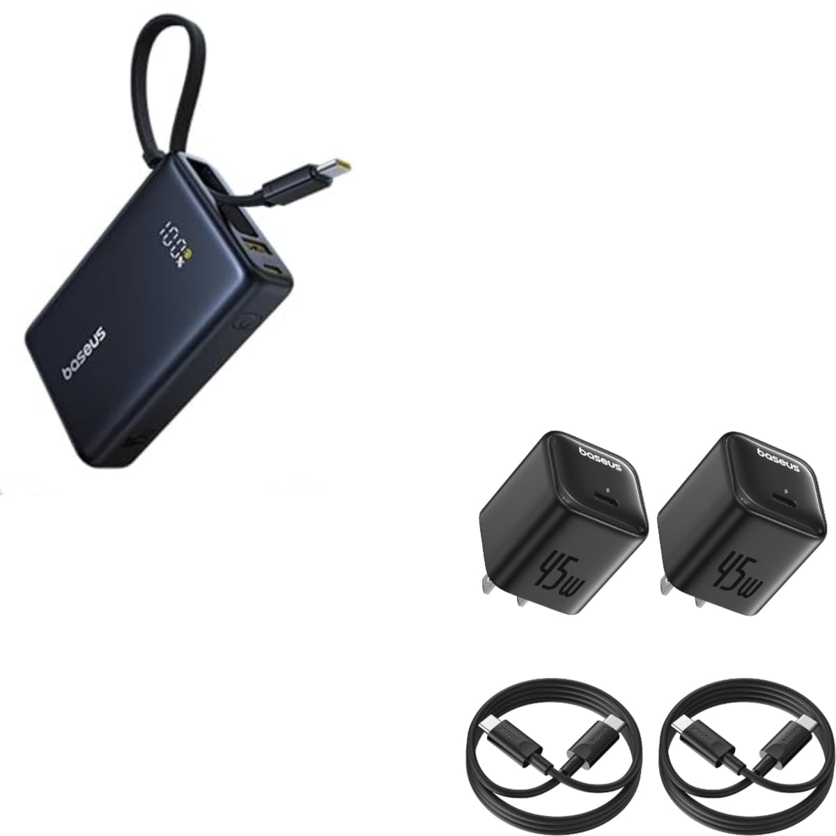 Amazon.com: Baseus Power Bank & 45W USB C Charger Block 2 Pack