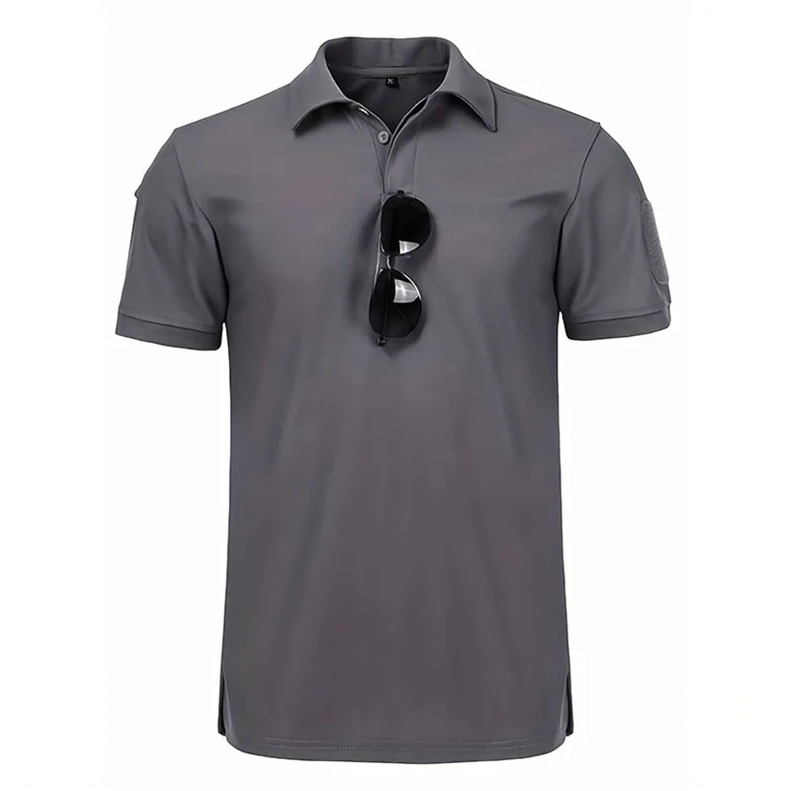 Polos Pour Hommes Lot de 5 chemises d'été à manches courtes for homme, respirantes et à séchage rapide, idéales for le sport et le travail, avec possibilité d'accrocher des lunettes. Pour Le Golf(Mixe