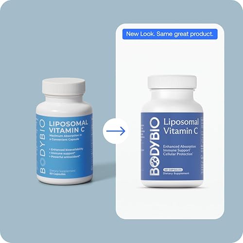 Miniatura 5 de BodyBio Vitamina C liposomal potente antioxidante para apoyo inmunológico y salud celular, ácido ascórbico puro con máxima absorción