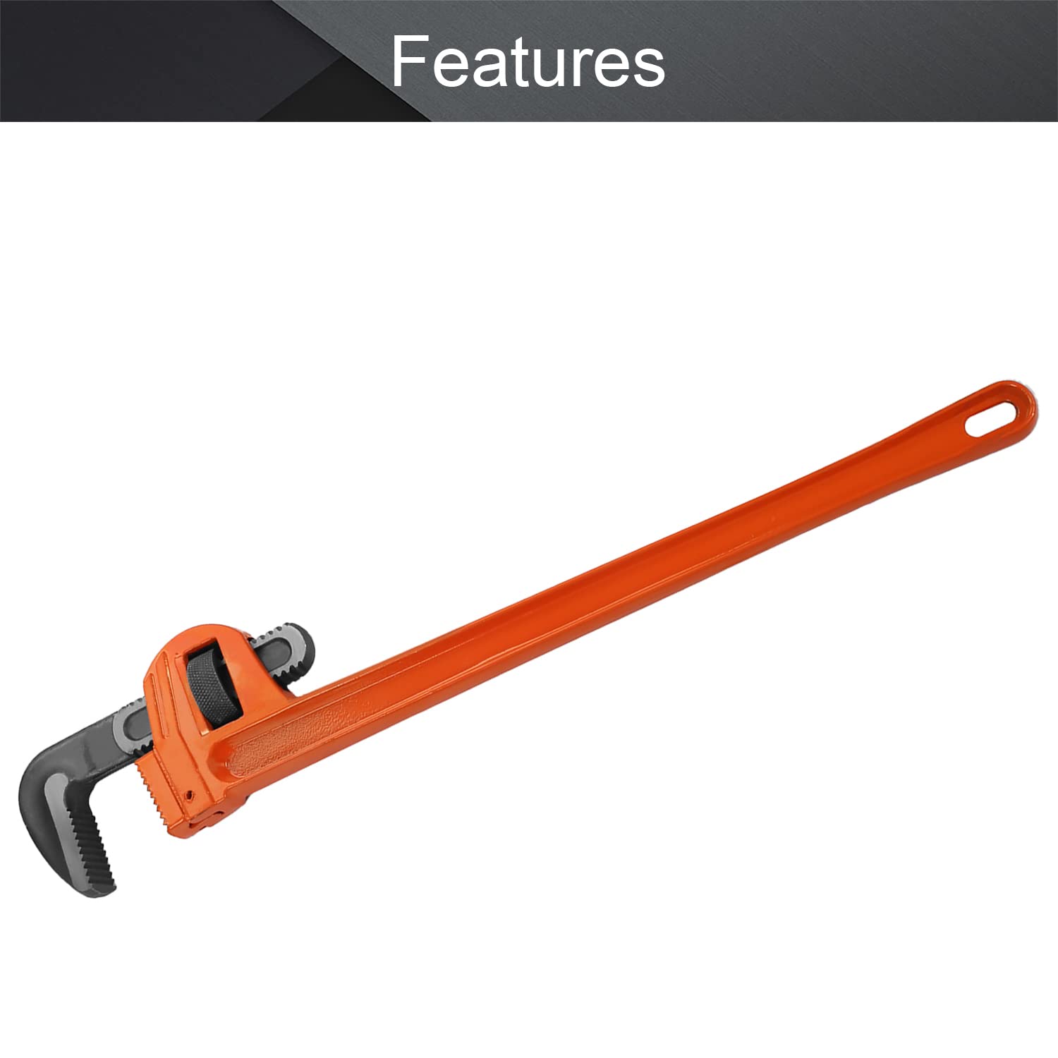 Utoolmart 600 # klucz do rur 45 # stalowy elektrostatyczny pyłoszczelny regulowany lekki prosty klucz hydrauliczny do zaciskania i obracania narzędzia do rur stalowych pomarańczowy czerwony 1 szt