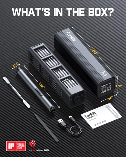 Fanttik E1 Max Mini Elektro Schraubendreher Set, 50 in 1 Magnetische Präzisions-Schraubendreher Kit, 2 Gänge Drehmoment, 5/32 Zoll Sechskant, Geeignet für Reparatur für iPhone,Laptop, Brillen, Uhren