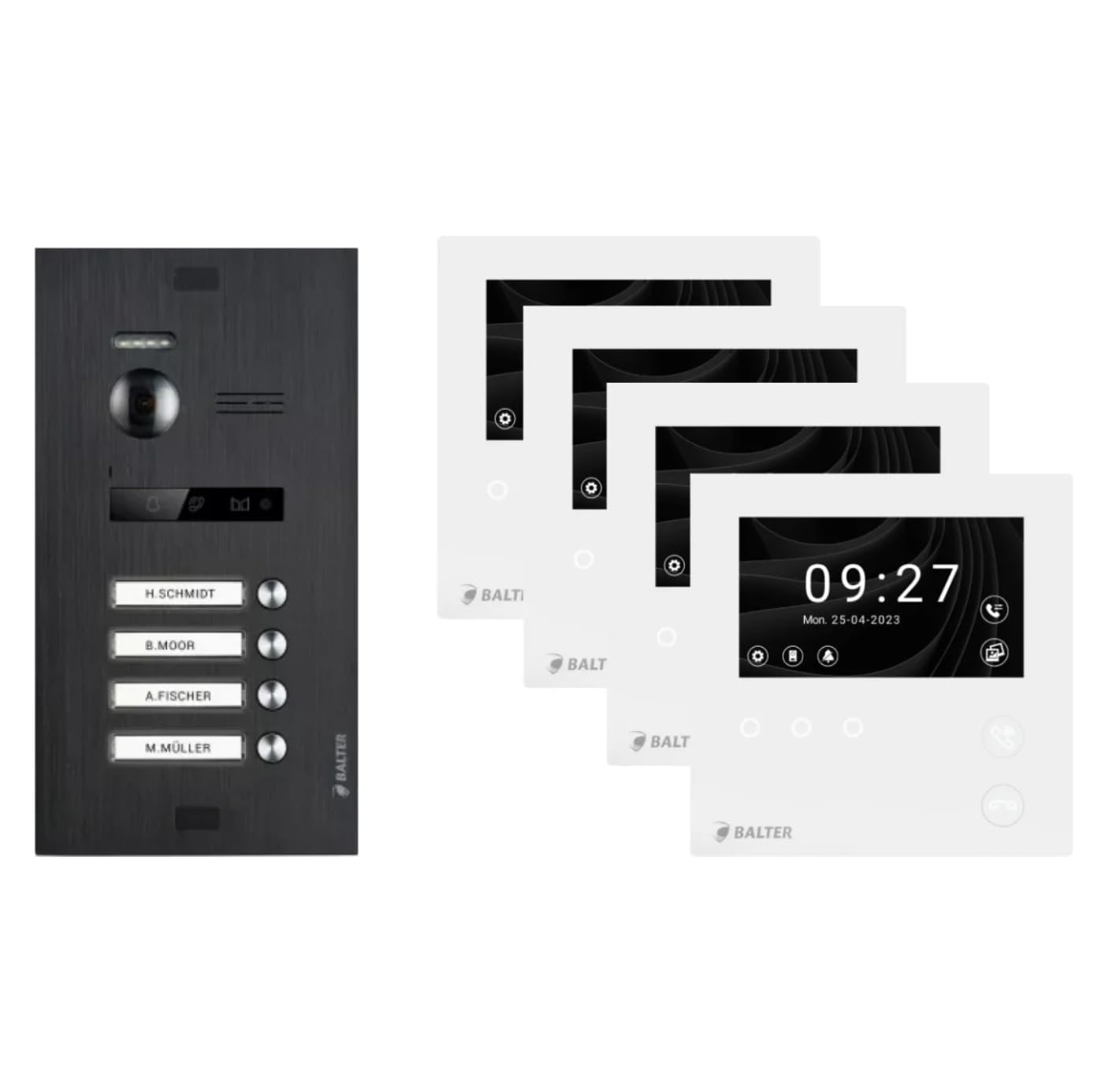 SCHUTZER Balter EVO HD - Juego de videoportero para 1 casa familiar, monitor táctil de 4,3" + cámara Full HD, ampliable a 4 monitores y 1 estación de puerta