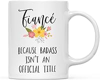 Vista 64 de Andaz Press Taza de café de 11 onzas, regalo de broma, madrina porque Badass no es un título oficial, gráfico floral, paquete de 1