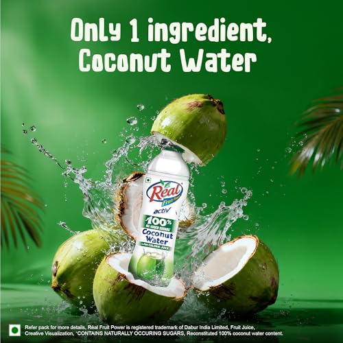 Image of Real Activ Coconut Water (Pack of 6, 200ml Each) | Hydrating & Refreshing Drink with Coconut Flavour | Good for Skin Health