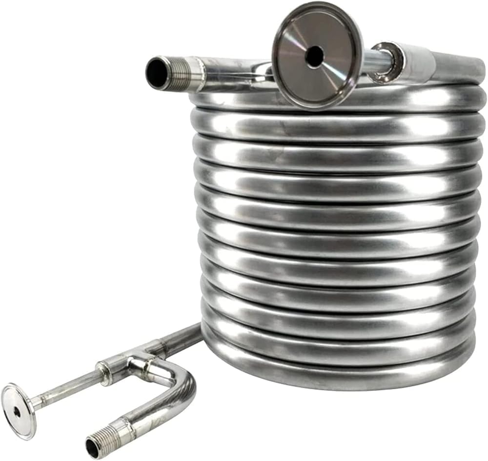 Homebrew Beer Cooler 14' Stainless Steel Beer Cooling Coil Pipe,Counterflow Wort Chiller - with 2 Out Channel