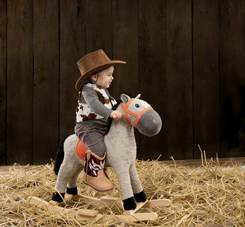 Image of Jastore Baby Boys Girls Cowboy Boots Infant Western Booties Toddler Soft Sole Non-Slip First Walker Crib Shoes