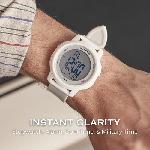 Image of Miykon Ultra-Thin Digital Watch for Men - Minimalist Waterproof Sports Watch with Large Easy to Read Display - Shockproof Resin, Super Illuminator, Stopwatch & Timer, Alarm, Dual Time, 24hr Military Time