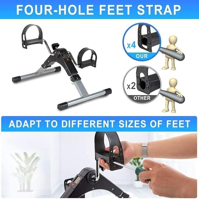 Image of Mini Exercise Cycle Pedal Exerciser - Under Desk Pedaller with Adjustable Resistance and Digital LCD Display - Portable Leg and Arm Fitness Equipment for Home Gym | Black