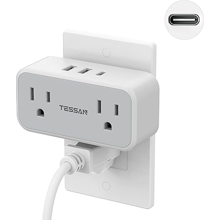 Multi Plug Outlet Extender with USB Wall Charger and Night Light, 3 ...