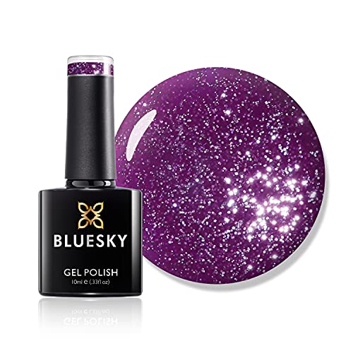 Bluesky Gel Nail Polish, Mulled Wine CS29, Purple Glitter, Long Lasting, Chip Resistant, 10 ml (Requires Drying Under UV LED Lamp)
