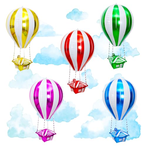 KOBOKO Globos de Aluminio para Cumpleaños, 5 Unidades, Decorativos Aerostáticos Multicolor, Globos de Helio, Regalo para Aire Caliente