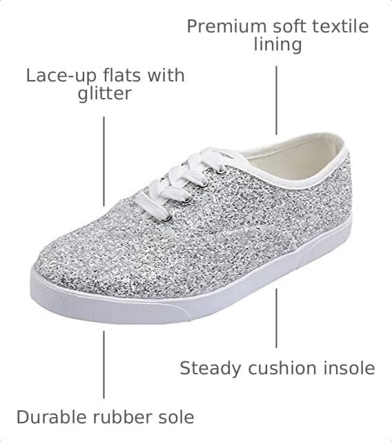 Image of FEVERSOLE Women's Fashion Dress Sneakers Party Bling Casual Flats Embellished Shoes