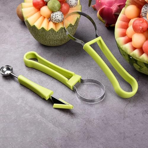 Image of Stainless Steel Julienne Vegetable Peeler Multi-Functional Fruit & Veggie Shredder Slicer and Grater for Potatoes, Carrots, Cucumbers (Melon Baller Scoop Set)
